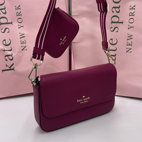 KATE SPADE Rosie Pebble Leather Small Flap Crossbody 
Dark Raspberry 
NWT - Picture 15 of 16